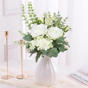 Kunstbloemen, rozen, witte roos, kunstbloemen, zijden bloemen, boeket, boeket voor huis, keuken, tafel, centerpieces, bruiloft, arrangenment, indoor, outdoor decoratie