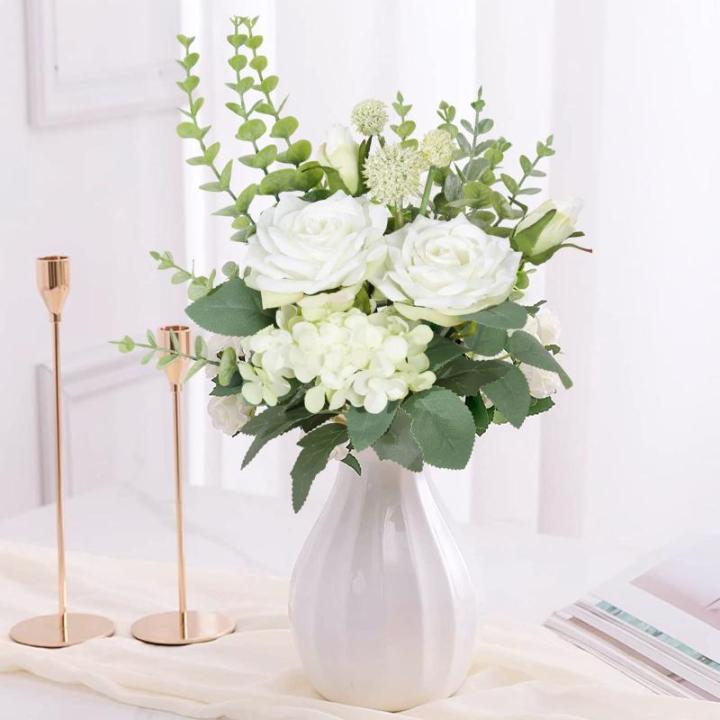Kunstbloemen, rozen, witte roos, kunstbloemen, zijden bloemen, boeket, boeket voor huis, keuken, tafel, centerpieces, bruiloft, arrangenment, indoor, outdoor decoratie