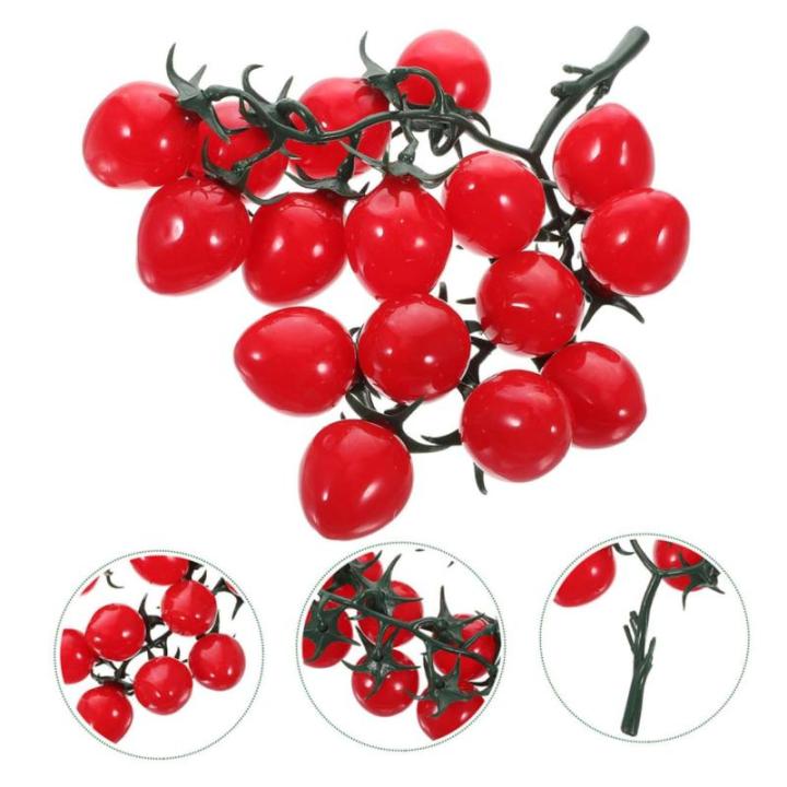 16 STK Simulierte Kirschtomaten Simulationsfrucht Simulation Kirschtomaten Gefälschte Kirschtomaten Schmücken Kirschtomatenmodell Dekorative Kirschtomaten Obst-Requisite Rot PVC