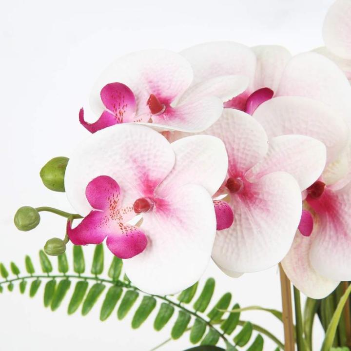 Phalaenopsis Kunstmatige Orchidee in pot, goudkleurig, 38,1 cm, kunstbloem voor tafelopzetstuk, woonkamer, woondecoratie