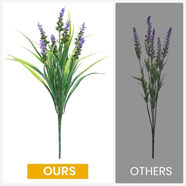 voor buiten, 10 stuks namaapgras met bloemen, uv-bestendig, herfstplanten, balkonplanten voor binnen en buiten, tuin, raam, bruiloft, tafel, woondecoratie (paars)