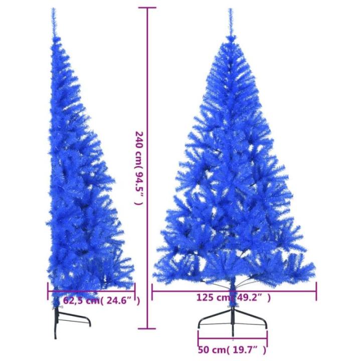 Kunstkerstboom met standaard, 240 cm hoog, kerstdecoratie, kunstboom, hoge kunstkerstboom, kerstboom, PVC en staal, blauw