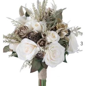 Hochzeitsstrauß for die Braut mit künstlichen Blumen, Champagner-Simulationsblumen, Dekorationszubehör for die Hochzeits- und Verlobungszeremonie, künstlicher Blumenstrauß aus