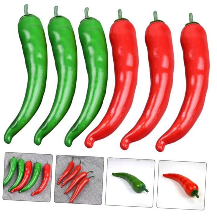 3 Sätze Simuliertes Pepper-Modell Wohnungsdeko Hausdeko Gemüse Obst Girlande Weinrebe Gefälschter Pfeffer Simulation Pfeffer Pfeffer-Modell-Requisite Poly-Drache 6 Stück * 3