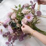 Kunstblumen Künstliche Blumen mit Glasvase, künstliche Pflanzen für den Innenbereich, künstliche Blumenarrangements, Seidenblumen für den Hausgarten, Terrassendekoration für 