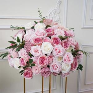 Pfirsich Rosa Weiß Künstliche Blume Ball Hochzeit Hintergrund Bogen Dekor Blumenarrangement Rose Baby Atem Grün Blatt Party Event Tisch Mittelstücke (Flower Ball,80cm)