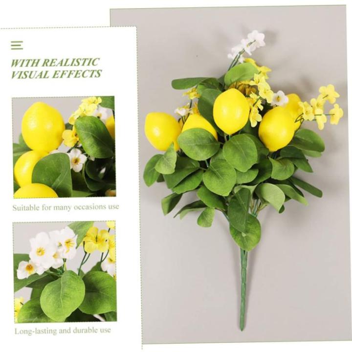 3st Zitronenstrauß Girlandenblatt Selber Machen Künstliche Zitronen Künstliche Bonsai-Pflanze Dekorativer Zitronenzweig Grüne Girlande Künstlicher Pflanzenstamm Schaum Yellow