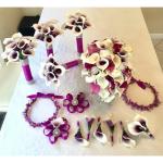 20 stuks kunstbloemen Calla lelie, bruid, latex, ware aanraking, familie, decoratie, feest, bruiloft, hotel, decoratie, boeket (paars-wit)
