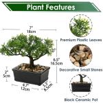 Kunstmatige bonsai in pot, kunstmatige bonsai-boom, bonsai kunstplant als echt, Japanse decoratie, kunstboom, bonsai, podocarpus, kunstkamerplanten voor badkamerdecoratie, bureau, 