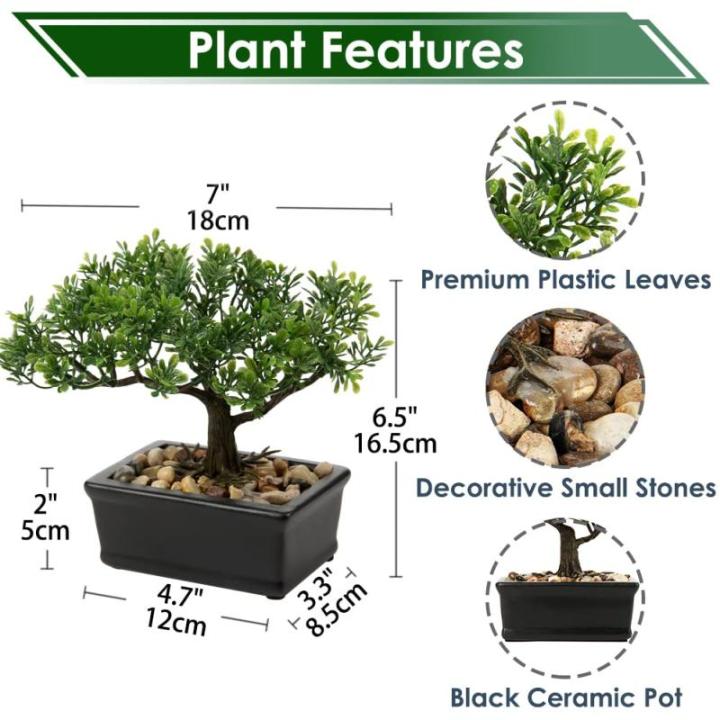 Kunstmatige bonsai in pot, kunstmatige bonsai-boom, bonsai kunstplant als echt, Japanse decoratie, kunstboom, bonsai, podocarpus, kunstkamerplanten voor badkamerdecoratie, bureau, 