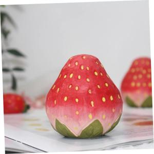 4 Stück Erdbeergarnitur bürodeko büro Dekoration Kreatives Tischdekor wohnzimmerdeko künstliche rote Erdbeeren naturgetreue Fruchtdekorationen Fruchtmodell Foto-Requisite höl
