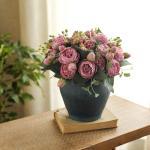 4 bossen kunstmatige bloemen pioen zijde pioenrozen boeketten nep bloemen boeketten bruiloft decoratie thuis tafel keuken kantoor tuin bruids groen (Cameo bruine knop)