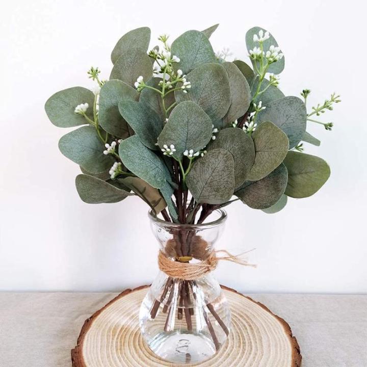 eucalyptus decoratie simulatie groene eucalyptus laat takken zilveren dollar eucalyptus plant bulk voor bruiloft tuin huis kantoor decoratie, 10 stuks
