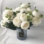 Rose Pink Silk Peony Bloemen Boeket 5 Grote Hoofd en 4 Knoppen Nep Bloemen voor Thuis Bruiloft Decoratie Indoor (L,6 * 30cm)