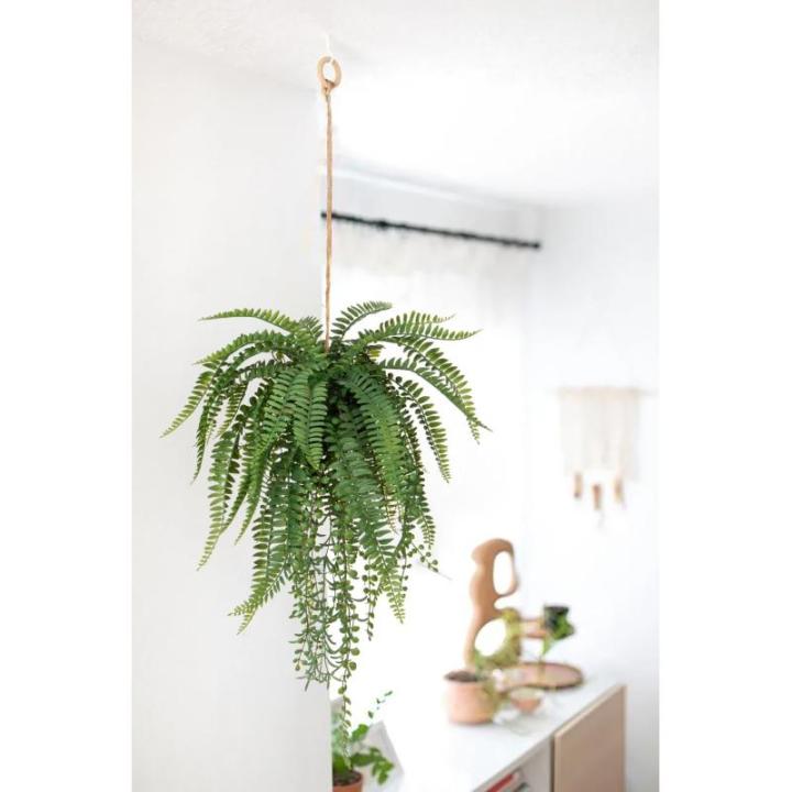 Kunstmatige hangplant van 35 cm met henneptouw, nepplanten, Boston-varen, hangende planten voor binnen, voor thuis, keuken, badkamer, wanddecoraties