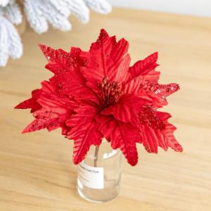 2 Stück Pailletten Weihnachten Blumen, Glitzer Künstliche Weihnachtsstern, Künstliche Blumen zu Weihnachten, Deko Blumen für Weihnachtsbaum, Hochzeit, Ornamente,Rot