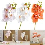 Künstliche Orchideenstiele, fühlen sich echt an, Phalaenopsis 45 cm, künstliche Orchideenzweige mit 5 großen Blumen für Vase, Hochzeit, Party, Zuhause, Garten, Dekoration (wei