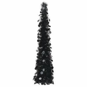 Künstlicher Pop-Up-Weihnachtsbaum Künstlicher Weihnachtsbaum Christbaum Tannenbaum Kunstbaum Weihnachten für Weihnachtsdeko Schwarz 120 cm PET