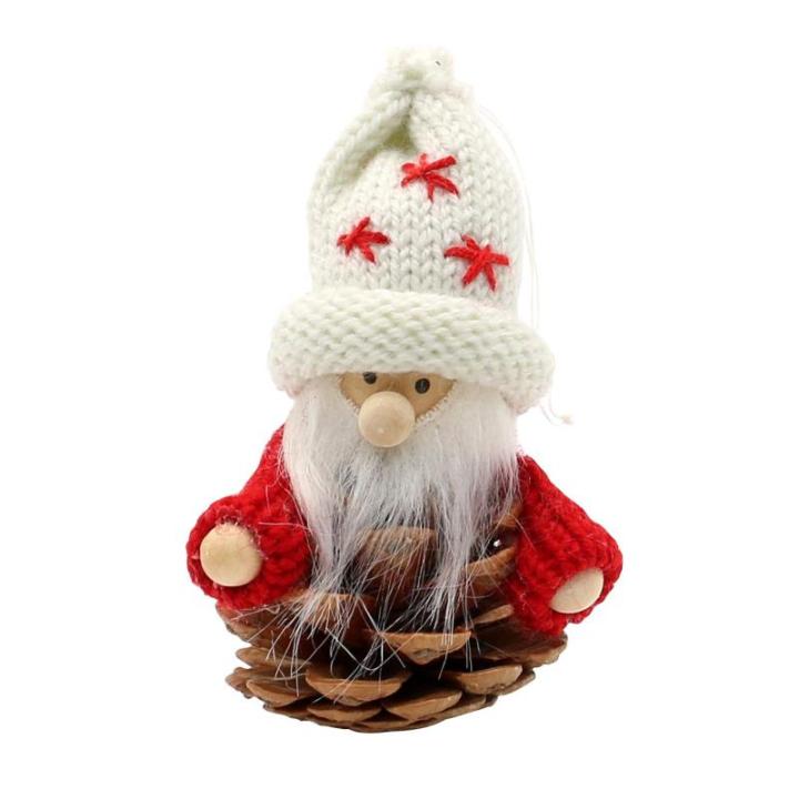 Brei/houten poppen/Kerstman als boomhangen/hanger in set van 4, afmetingen per figuur ca. 7,5 x 7,5 x 10 cm. 550119 dennenappelpoppen