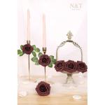 Kunstbloemen, rozen, 25 stuks, decoratieve kunstrozen met steel, doe-het-zelf bruiloft, bruidsfeest, feesttafels, boeketten, bruid, woondecoratie, bordeauxrood