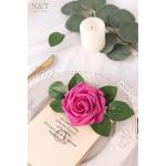 Kunstbloemen, hete roze kunstrozen, 50 stuks kunstbloemen met steel, voor doe-het-zelf bruiloft, boeketten, middenstukken, bruid, babyshower, feest, thuis, douche, arrangement, dec