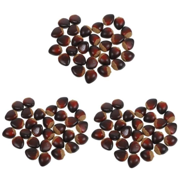 3 Sätze Schaumkastanie Lebensechte Kastanien Künstliche Küchennahrung Gefälschte Kastanien Gefälschte Früchte Prop Kastanienverzierung Falsche Nuss Food-Modell Coffee 30 Stü