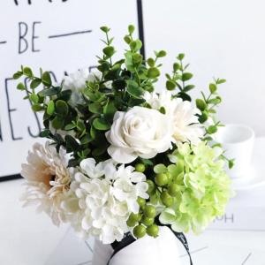 Kunstblumen Künstliche Blumen im Topf, Kunstblumen-Arrangement mit Keramikvase für Zuhause, Büro, Küche, Schlafzimmer, Hochzeitsdekoration für jeden Anlass