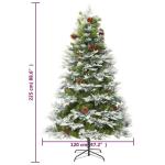 Künstlicher Weihnachtsbaum mit LED Beleuchtung Weihnachtsbaum mit Schnee mit Tannenzapfen Grün und Weiß PVC 225 x 120 cm