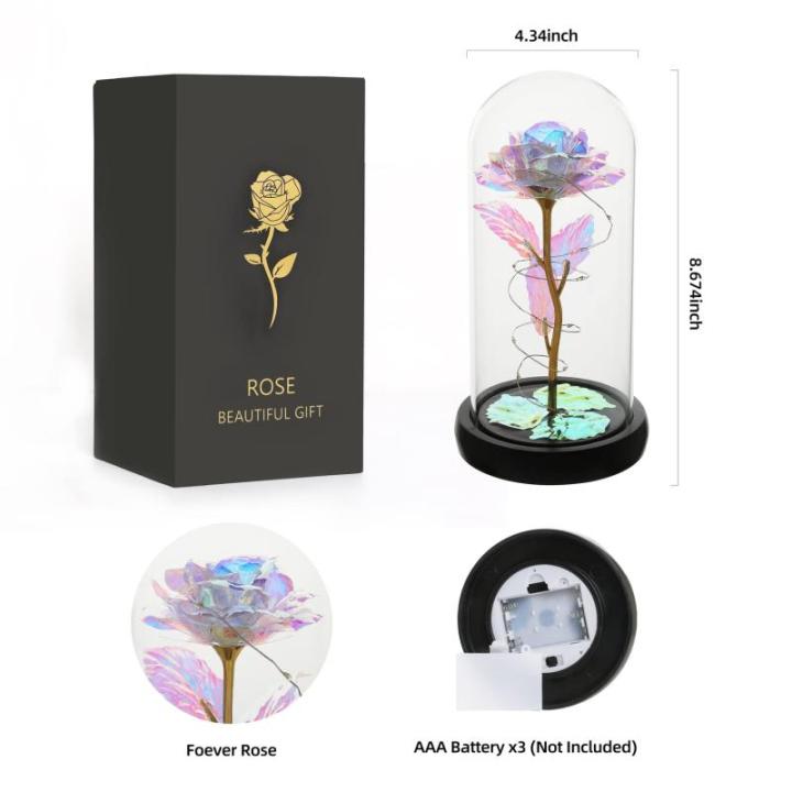 Rozencadeaus voor vrouwen, moeders, vrouwen, kleurrijke kunstroos, cadeau voor vrouwen, altijd in glazen koepel voor verjaardag, Kerstmis, Moederdag, decoraties (wit)