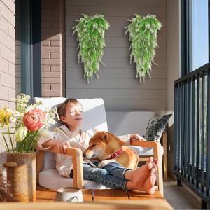 2 stuks 80 cm nepplanten kunstmatige hangende planten kunstmatige wijnstokken nepvarens Perzische rotan plastic planten voor muur indoor manden decoratie, wit
