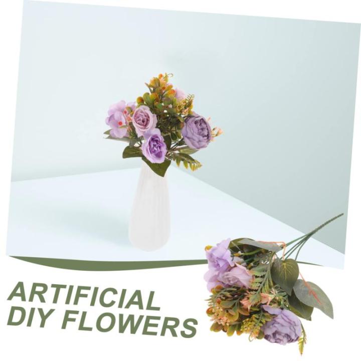 Künstlicher Pfingstrosenstrauß Hochzeit Gefälschte Pfingstrosen Künstliche Pfingstrosenstiele Künstliche Künstliche Rosa Pfingstrosen Gefälschter Blumenstrauß Violett Plast