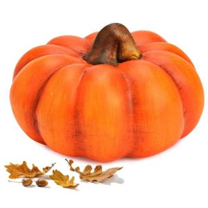 Zierkürbis orange als Herbst-Deko in 16 cm - Keramik Deko-Kürbis als wetterfeste Outdoor Gartendeko - Kürbis-Deko als Erntedankfest Zimmer-Deko oder draußen Haustür Halloween 