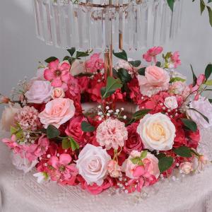 24in Durchmesser Rose Blume Kugeln & Blume Kranz, gefälschte Blumen Rosen Kugeln, künstliche Florale Kugel für Mittelstücke Tische, Party, Valentinstag (Pink Wreath,60cm)