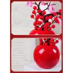 Kunstblumen Künstliche Pflaumenblüte mit Vase, Desktop-Bonsai-Topf-Ornament für Hochzeit, Heimbüro, schön aussehende Kunstblumen für jeden Anlass