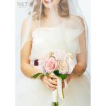 Kunstbloemen, rozen, 25 stuks, kunstrozen met stelen, kunstbloemen, rozen voor bruiloft, thuis, feest, babyshower, Valentijnsdag, decoratie, serie champagnekleur
