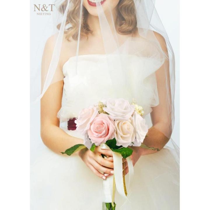 Kunstbloemen, rozen, 25 stuks, kunstrozen met stelen, kunstbloemen, rozen voor bruiloft, thuis, feest, babyshower, Valentijnsdag, decoratie, serie champagnekleur