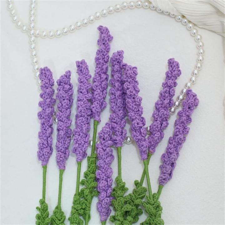 Handgemachte Häkelblumen Künstliche Wolle Gestrickte Blumen Stricken Gefälschte Lavendel