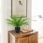Kunstplant 38 cm nepplanten in potten kunstmatige areca palmplant decoratieve in pot realistische tropische kamerplant binnen voor thuiskantoor slaapkamer badkamer keuken bureau de
