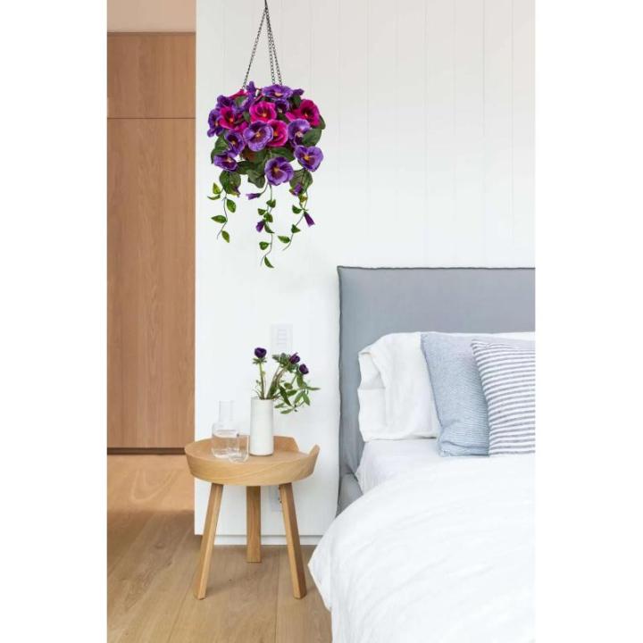 Pansy Kunstbloemen als echte viooltjes, hangende planten, kunstbloemen, Pansy met hanglamp, hoogte 70 cm, kamerplant, struik, decoratieve plant, groene plant