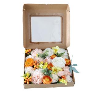 Künstliche Blumen in Rosa und Orange, Box-Set für selbstgemachte Hochzeitssträuße, Tafelaufsätze, Arrangements, Partys, Babypartys