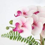 Phalaenopsis Kunstmatige Orchidee in pot, zilverkleurig, 38,1 cm, kunstbloem voor tafelopzetstuk, woonkamer, woondecoratie