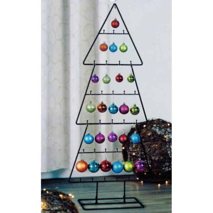 Design metalen dennenboom voor siersieraden - 100 cm - decoratieve kerstboom dennenboom zwart
