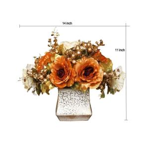 Kunstblumen Künstliche Blumen im europäischen Stil, wunderschöner Blumenstrauß mit Vase, künstliche Blumen für Zuhause, Hochzeit, Party, Dekoration, Herzstück für jeden Anl