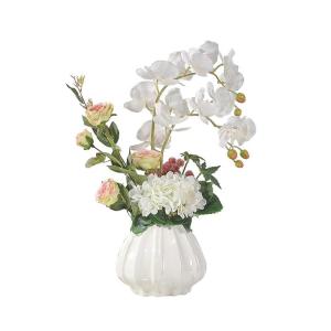 Kunstblumen Künstliches Blumenset, künstliche Phalaenopsis mit weißer Keramikvase, künstliche Blumendekoration für den Esstisch im Hotel für jeden Anlass