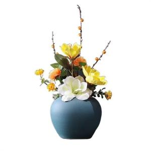 Kunstblumen Schlichter, moderner künstlicher Zen-Blumenstrauß – leichte, luxuriöse Dekoration in Keramikvase, 22 x 57 cm für Wohnzimmer, Veranda für jeden Anlass