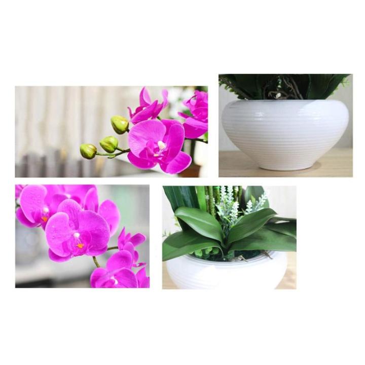 Kunstblumen Künstliche Orchideen – Realistische Touch-Orchideen-Bonsai in Keramikvase, Phalaenopsis-Kunstblumen-Arrangement im Topf für jeden Anlass