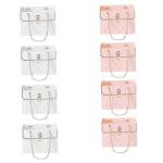 Blumengeschenkbeutel 8pcs 5.91x3.94x4.13 Zoll Blumenkästen für Anordnung rechteckige Rhomboid -Fashion Bouquet Papierpapierbeutel mit Griff weiß und