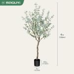 Kunstmatige eucalyptusboom 1,2 m hoge nep zilveren dollar bladeren eucalyptusplanten kunstzijde eucalyptus stengels, komen met geweven zeegras buikmand kunstplant voor huisdecorati