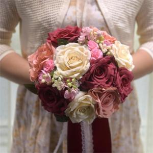 Künstliche Rosensträuße, Brautsträuße für Brautjungfern mit Band für Hochzeit, Zeremonie, Jahrestag, Foto-Requisiten