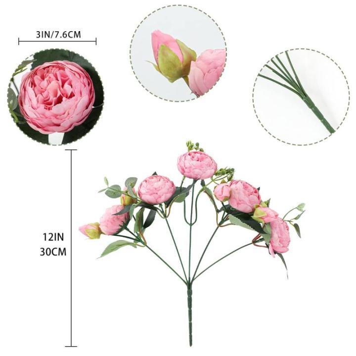 4 bundels pioenroos, kunstroos met 20 koppen, namaakpioenroos, zijde, bloemen, boeketten voor bruiloft, thuis, tafel, feest, raamdecoratie, roze